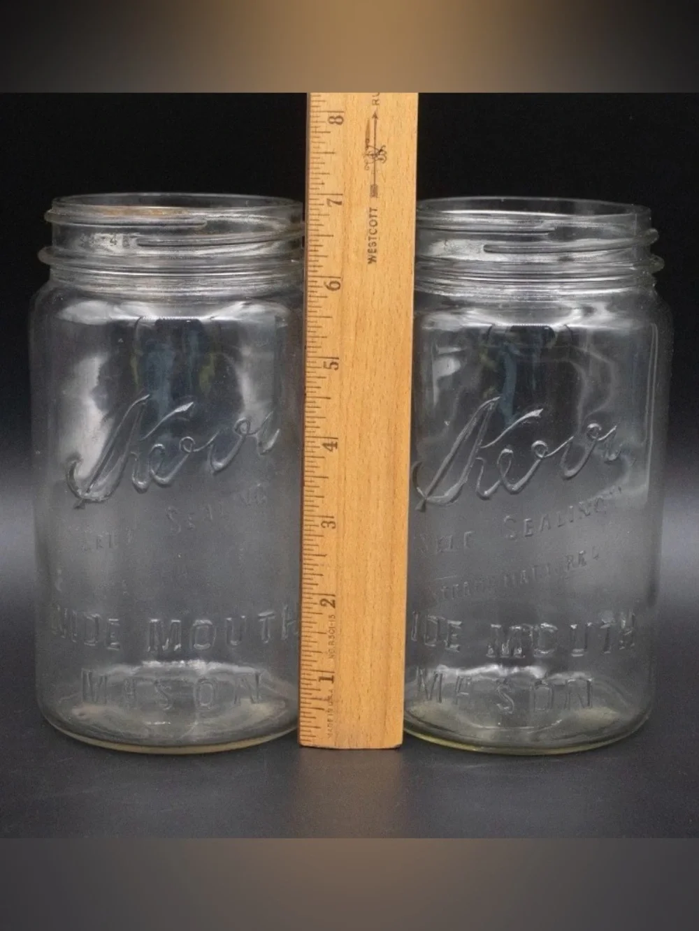 Vintage Kerr Wide Mouth Clear Glass Mason Jars Quart Vintage Canning Jars